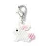 Easter Rabbit Glass Sead Beads Loom Pattern Pendant Decorations HJEW-MZ00131-1