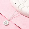 304 Stainless Steel Flat Round Coin Pendant Cable Chain Necklaces for Women STAS-Z108-02S-01-1