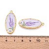 Printed Style 304 Stainless Steel Oval with Flower Pattern Pendants STAS-T071-27E-G-3