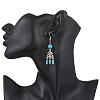 Tibetan Style Alloy Synthetic Turquoise Flower Dangle Earrings EJEW-JE06575-2-3