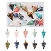 Fashewelry 20Pcs 10 Styles Natural & Synthetic Mixed Gemstone Pendants G-FW0001-36-1