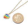 Rainbow Color Japanese Seed Braided Heart Pendant Necklace with 304 Stainless Steel Chains for Women NJEW-MZ00005-2
