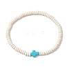 Synthetic Turquoise Beads Stretch Bracelets for Women Men BJEW-JB11293-02-2