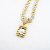 Alloy Rhinestone Rectangle Pendant Tennis Necklaces FS-WGF7BCB-03-1