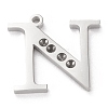 Tarnish Resistant 304 Stainless Steel Letter Pendant Rhinestone Settings LS-STAS-J028-01N-1
