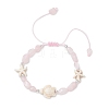 Natural Rose Quartz & Synthetic Synthetic Turquoise Beads Braided Bead Bracelets BJEW-JB13275-02-2