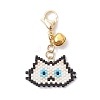 Handmade Glass Seed Beaded  Cat Head Shape Pendants Decorations HJEW-MZ00366-05-2