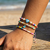 3Pcs Glass Seed Bead & Resin & Brass Braided Bead Bracelets LW3639-5-3