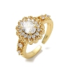 Brass Micro Pave Cubic Zirconia Cuff Open Rings RJEW-C163-19G-4