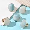 Natural Flower Amazonite & Alloy Finger Rings for Women RJEW-G375-01G-06-1