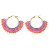 304 Stainless Steel & Bohemian Beaded Fan Hoop Earrings for Women EJEW-R001-01G-05-2