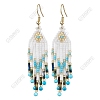 Woven Seed Beads & Natural Magnesite Tassel Dangle Earrings EJEW-FS00068-1