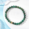Natural West African Jade  Round & 304 Stainless Steel Beads Stretch Bracelets for Men Women BJEW-JB12920-2