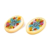 Natural Freshwater Shell Double Face Printed Oval Charms SHEL-T020-05E-2