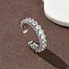 Brass Micro Pave Cubic Zirconia Cuff Open Rings for Women RJEW-C163-07P-1