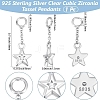 1Pc 925 Sterling Silver Clear Cubic Zirconia Tassel Pendants STER-BBC0008-25S-2