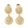 Rack Plating Brass Micro Pave Clear Cubic Zirconia Stud Dangle Earrings for Women EJEW-G394-01A-G-1
