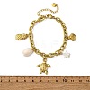 304 Stainless Steel Cable Chain Charm Bracelets BJEW-L708-01G-5