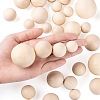100Pcs 4 Style Natural Wooden Round Ball WOOD-LS0001-39-4