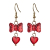 Bowknot with Heart Glass Dangle Earrings EJEW-JE05647-4