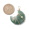 Natural Green Aventurine Copper Wire Wrapped Pendants PALLOY-JF02685-03-2