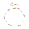 Dyed Disc Natural Shell Beaded 304 Stainless Steel Link Chain Anklets AJEW-AN00725-3