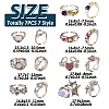 7Pcs 7 Style Rhinestone Heart & Star & Half Round Open Cuff Rings Set with Cat Eye Beaded RJEW-TA0001-03-3