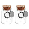 2Pcs Transparent Glass Empty Bottles with Alloy Heart Paw Print Charms and Locket Charms AJEW-DR00039-1