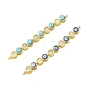 2Pcs 2 Colors Brass Pave Clear Cubic Zirconia Enamel Evil Eye Connector Charms KK-CJ0014-18-1