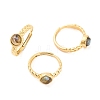 Round Natural Labradorite Adjustable Rings RJEW-Q817-03G-04-1