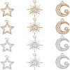 SUPERFINDINGS 12Pcs 6 Style Rack Plating Brass Micro Pave Cubic Zirconia Charms ZIRC-FH0001-18-1