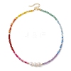 4mm Faceted Round Dyed Natural Agate & Carnelian & Green Aventurine & Aquamarine & Amethyst Beaded Chakra Necklaces NJEW-JN05111-4