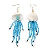3 Pairs 304 Stainless Steel Dyed Synthetic Turquoise & Natural Black Onyx & Glass Seed Beaded Dangle Earrings EJEW-MZ00530-4