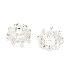 Flower Brass Micro Pave Clear Cubic Zirconia Bead Caps KK-A254-01A-S-1