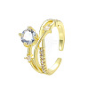 Brass Micro Pave Cubic Zirconia Open Cuff Rings WH-WG10BB4-01-1