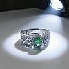 Brass Micro Pave Cubic Zirconia Finger Rings FS-WG962D3-08-1