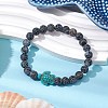 Dyed Natural Weathered Agate Round Beaded Stretch Bracelets BJEW-JB11074-02-4