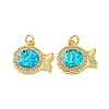 Brass Micro Pave Cubic Zirconia with Synthetic Opal Pendants KK-D096-06C-G-1