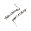 Rhodium Plated 925 Sterling Silver Micro Pave Clear Cubic Zirconia Stud Earring Findings STER-Q192-26P-2