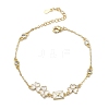 Brass Pave Clear Cubic Zirconia Clover Envelope Link Bracelets KK-CBA6980-18G-4