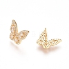 Brass Micro Pave Clear Cubic Zirconia Stud Earrings EJEW-L224-44G-2