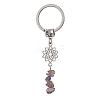 Natural Red Jasper Red Aventurine Citrine Green Aventurine Lapis Lazuli Amethyst & Synthetic Turquoise Keychain with Alloy Finding and 304 Stainless Steel Split Key Ring KEYC-JKC00957-4