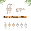 Unicraftale 100Pcs 2 Colors Brass Pave Clear Cubic Zirconia Connector Charms FIND-UN0003-29-3