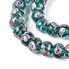 Handmade Lampwork Inner Flower Rondelle Beads Strands LAMP-T022-24F-3