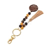 Lava Rock & Tiger Eye & Resin & Wood Tassels Keychain KEYC-JKC00920-5