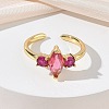 Brass Micro Pave Cubic Zirconia Cuff Open Rings for Women RJEW-L343-14G-3