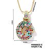 Brass Pave Colorful Cubic Zirconia Letter Pendant Box Chain Necklaces NU0575-7-1