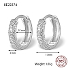 Anti-Tarnish Rhodium Plated 925 Sterling Sliver Micro Pave Cubic Zirconia Hoop Earrings DV9304-3-1