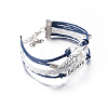 Zinc Alloy Believe & Wing & Infinity Leather Multi-strand Bracelets BJEW-BB15549-4