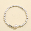 Natural Howlite & Freshwater Pearl Bead Stretch Bracelets for Women EC3110-2-1